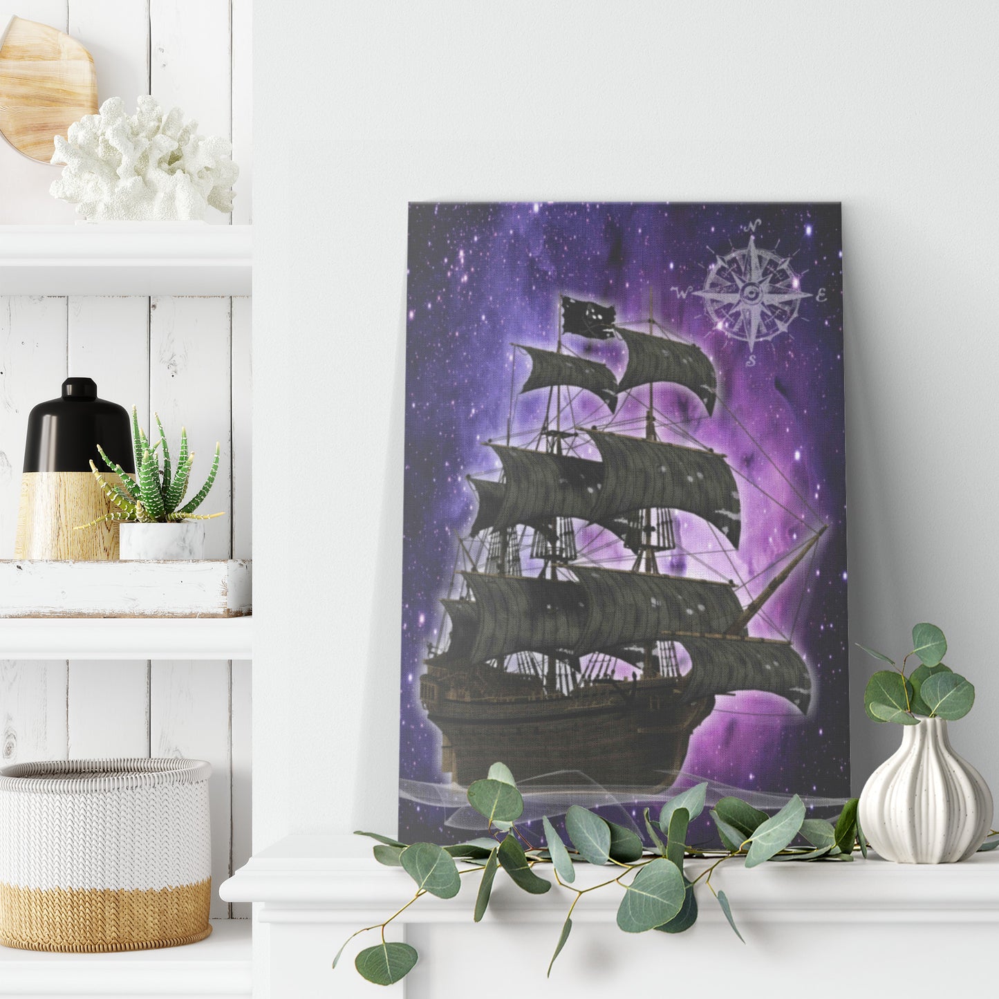 Pirate Ghost ship Canvas Print - Purple
