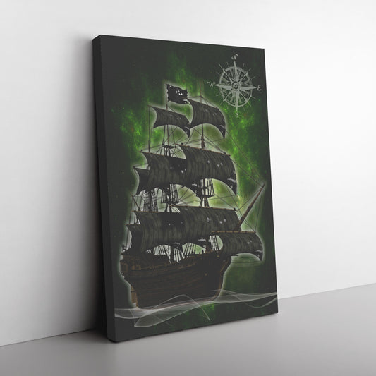 Pirate Ghost ship Canvas Print - Green