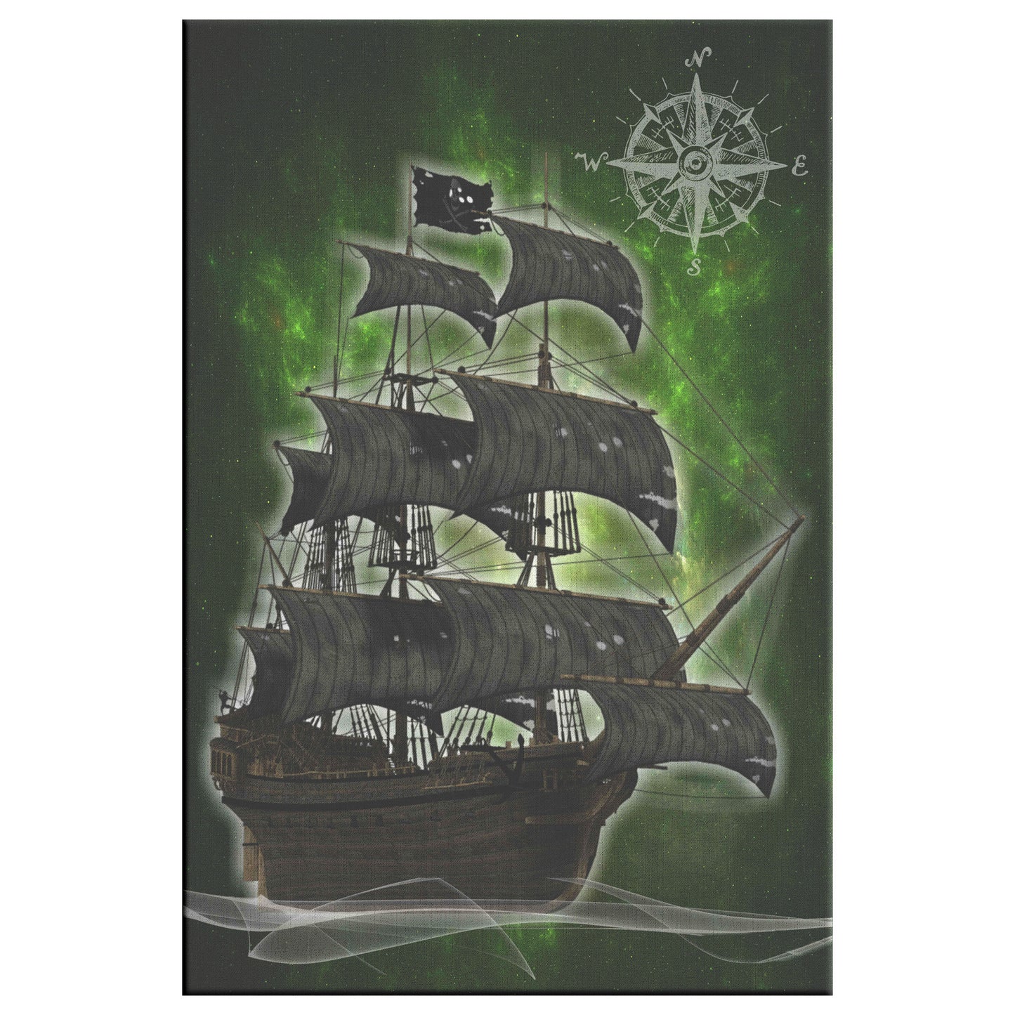 Pirate Ghost ship Canvas Print - Green