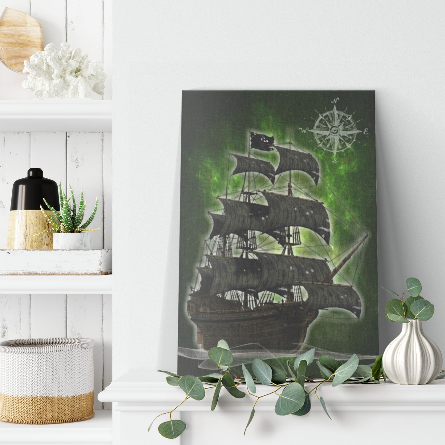 Pirate Ghost ship Canvas Print - Green