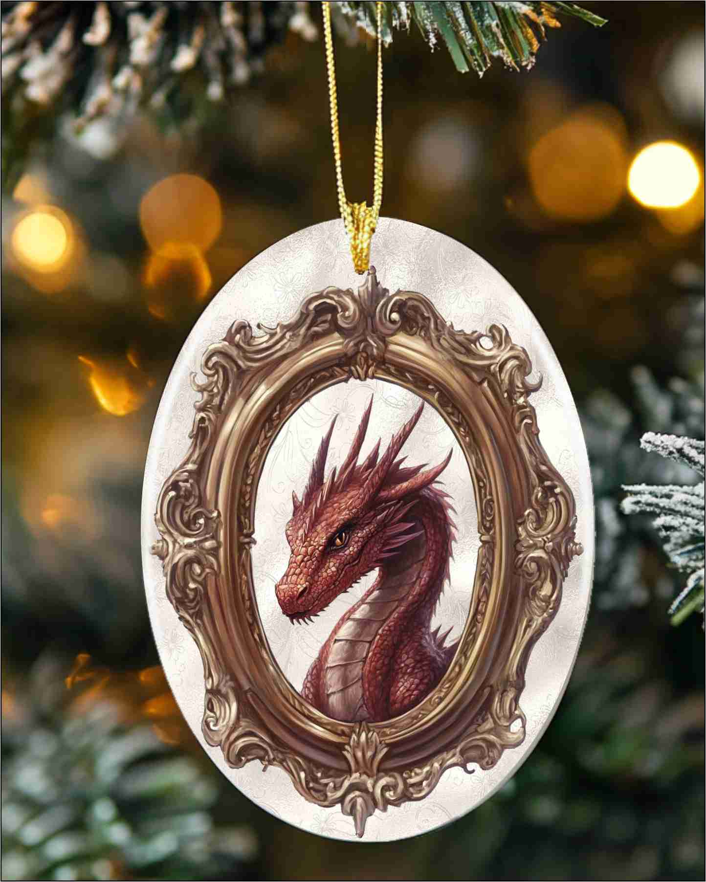 Red Dragon Ceramic Holiday Ornament