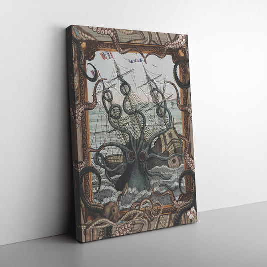 The Mighty Kraken Canvas Print - Tentacle Border