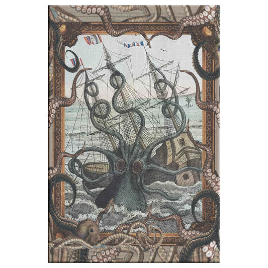 The Mighty Kraken Canvas Print - Tentacle Border