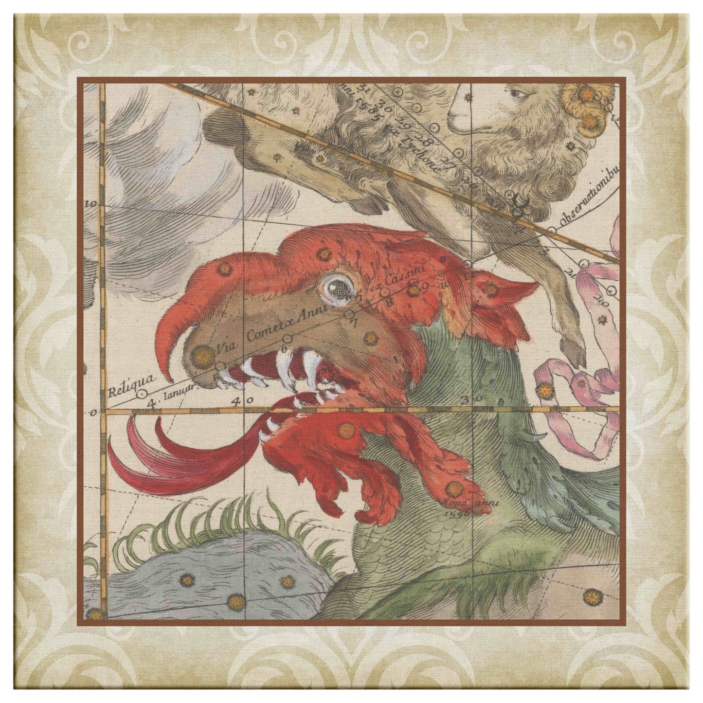 Sea Monster Canvas Print - Red Head