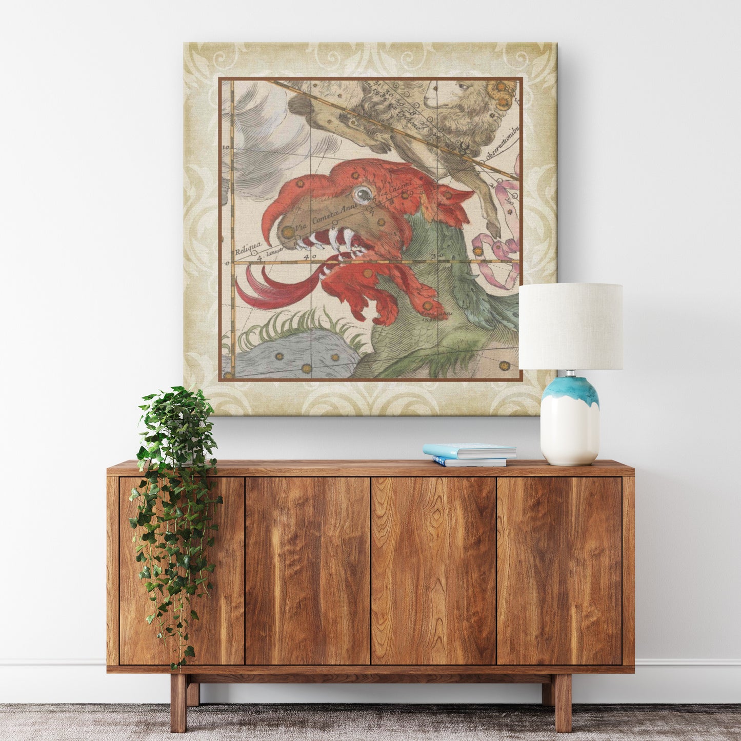 Sea Monster Canvas Print - Red Head