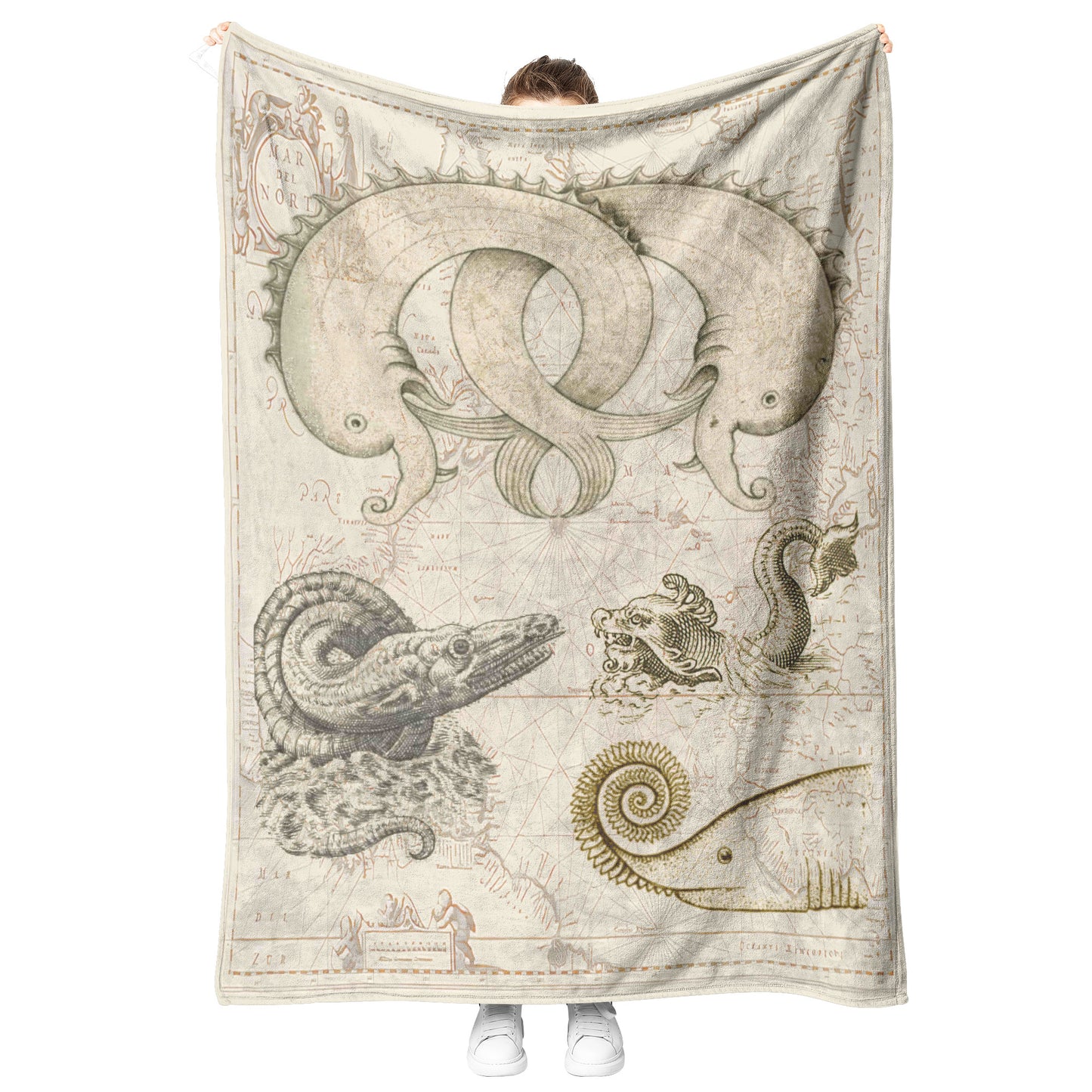 Sea Monster Fleece Blanket - Foursome