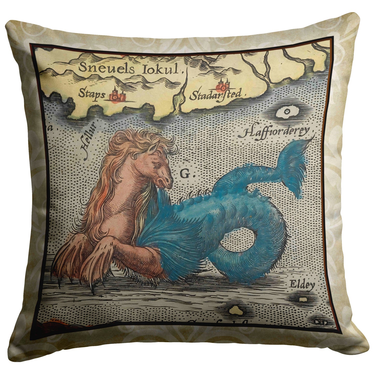 Sea Monster Throw Pillow - Hippocampus Color