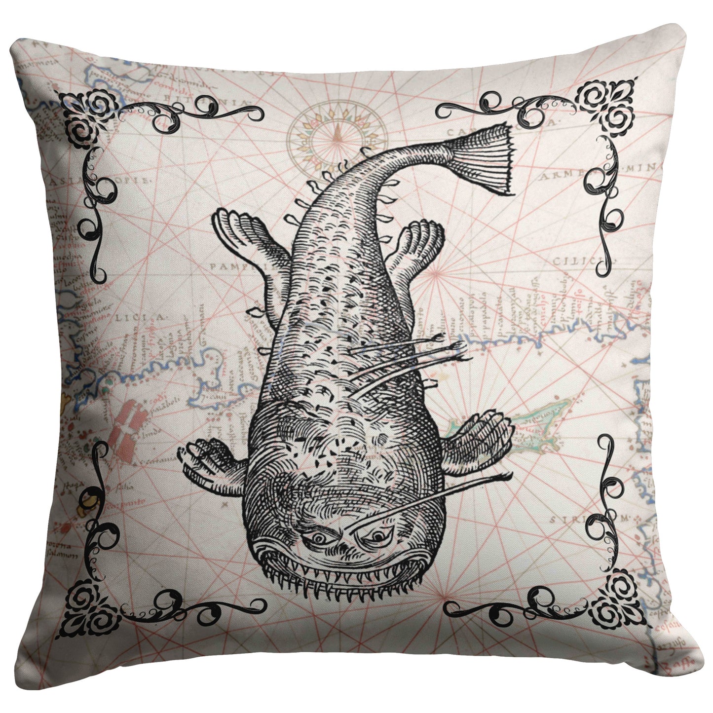 Sea Monster Throw Pillow - Long Fish