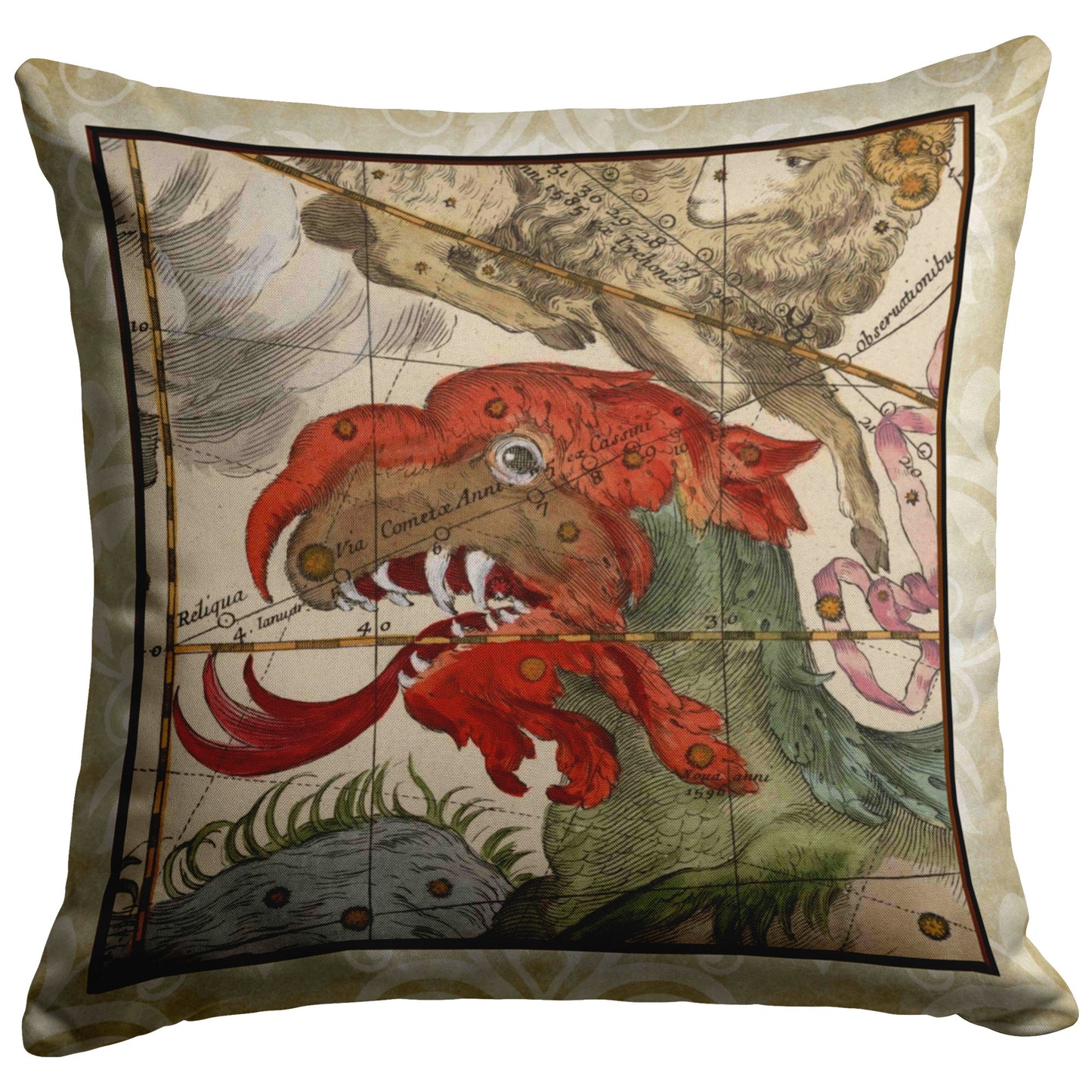 Sea Monster Throw Pillow - Red Head
