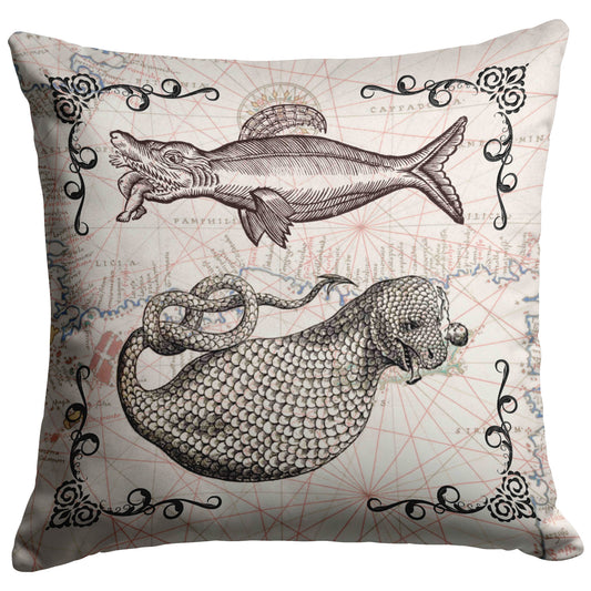 Sea Monster Throw Pillows - Man Eaters