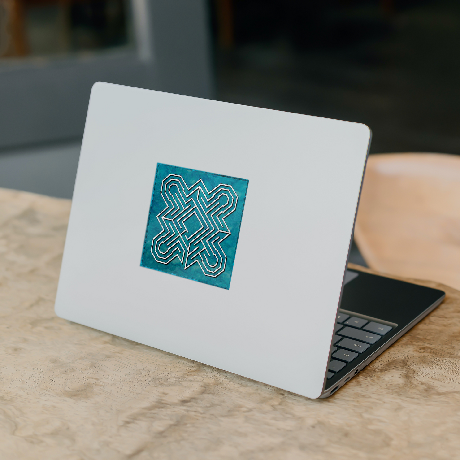 Simple_Ely_Cathedral_Labyrinth_Sticker_WhiteSquareSticker_Laptop_Mockup.png