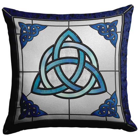 Stained Glass Celtic Triquetra - Blue