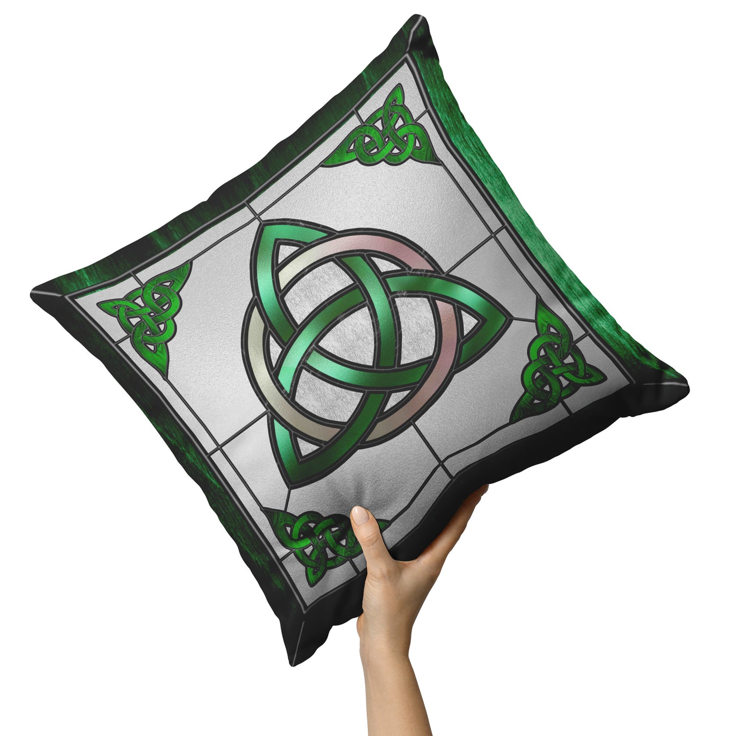 Stained Glass Celtic Triquetra - Green