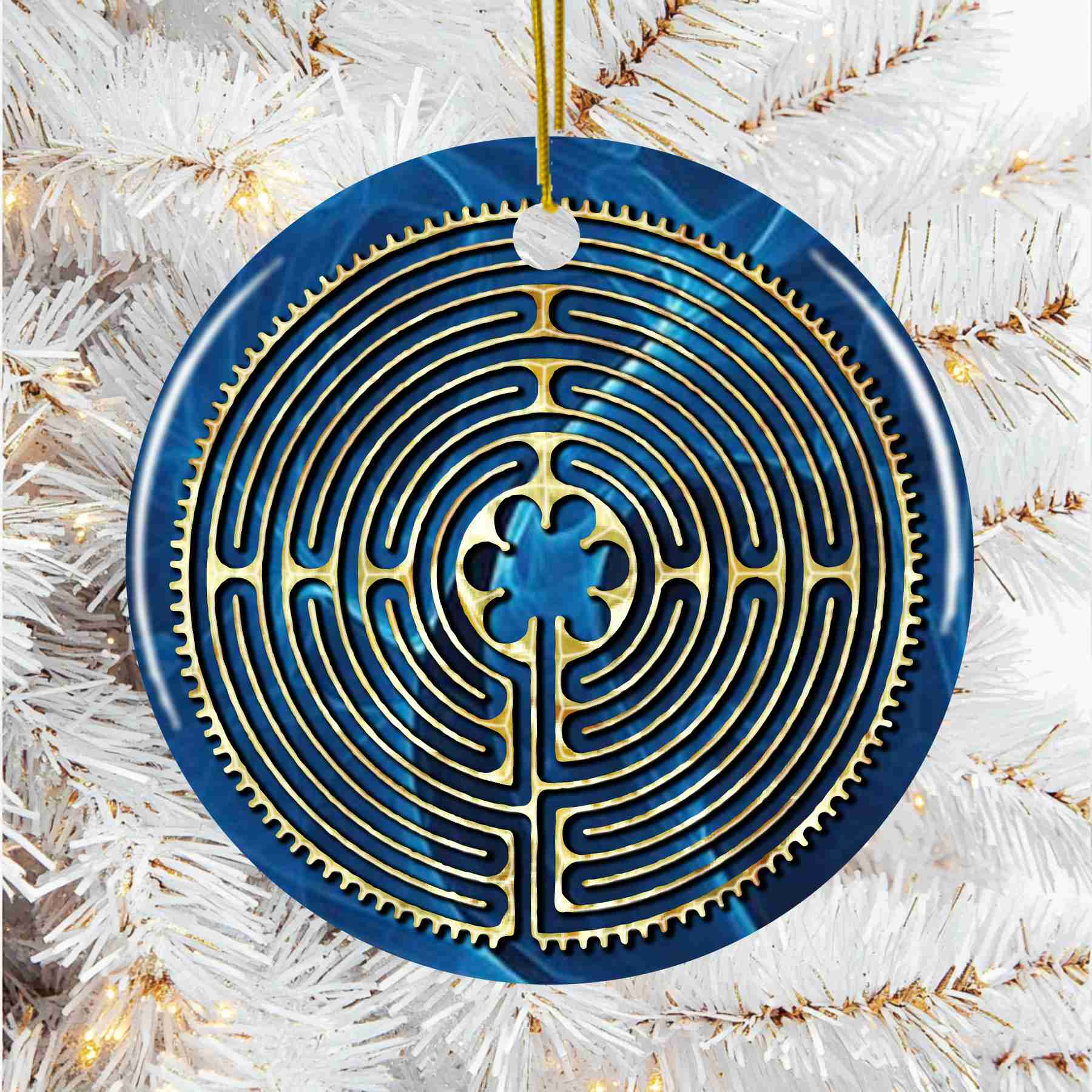 Dark Blue Chartres Cathedral Labyrinth Christmas Ornament – Celtic Art ...