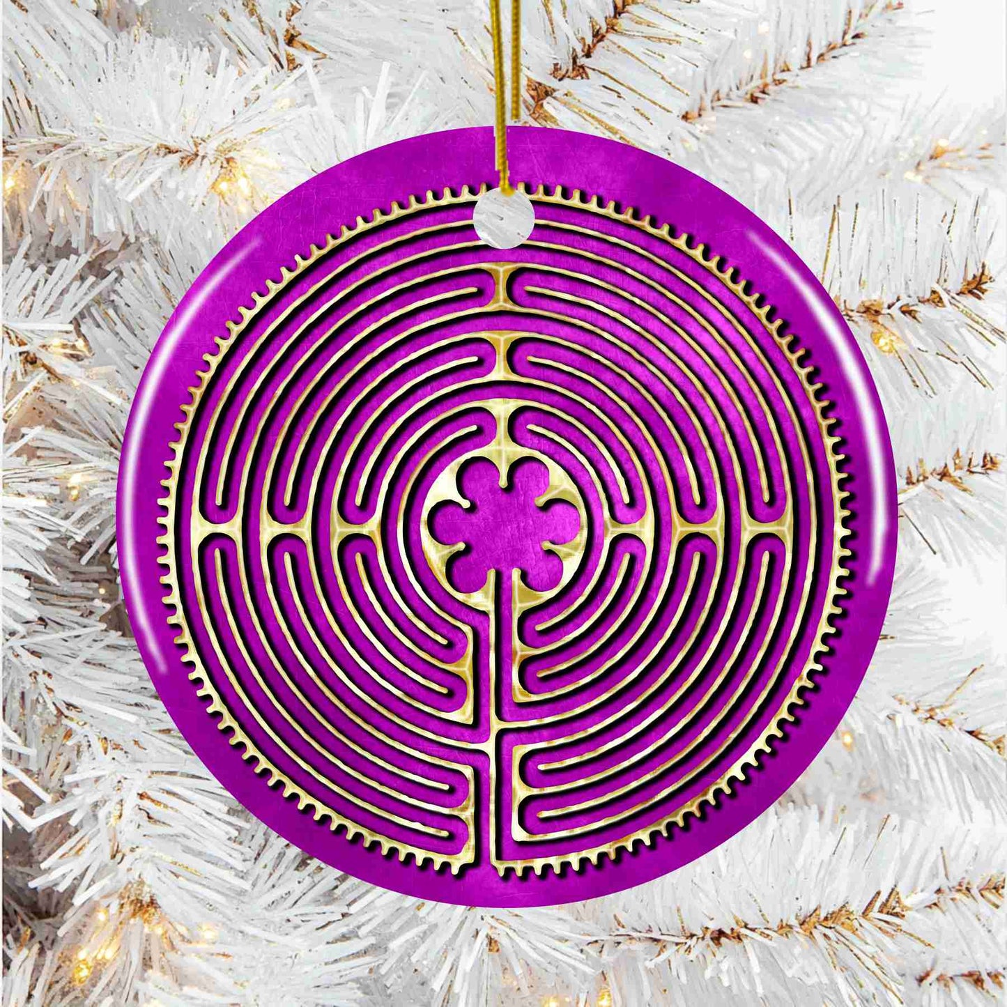 Fuchsia Chartres Cathedral Labyrinth Christmas Ornament