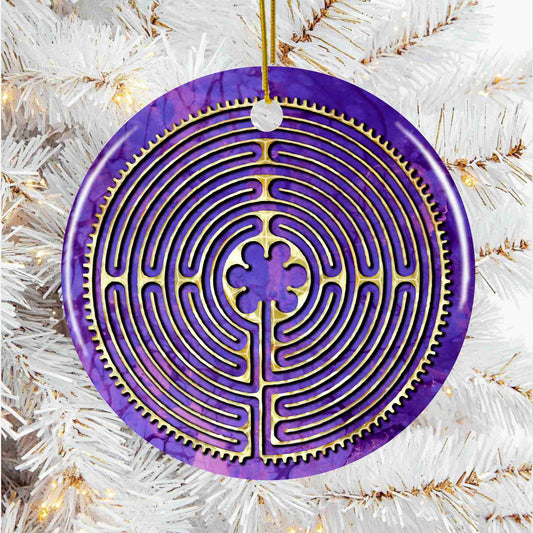 Purple Chartres Cathedral Labyrinth Christmas Ornament