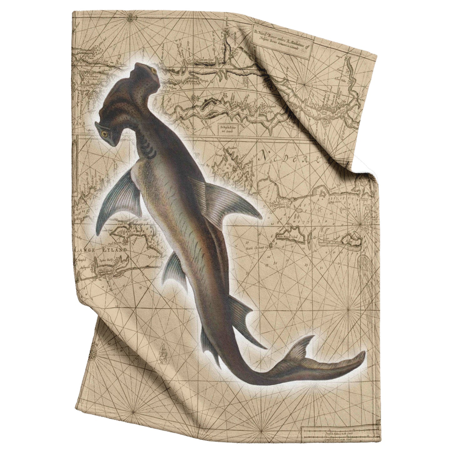 Vingate Nautical Fleece Blanket - Hammerhead Shark