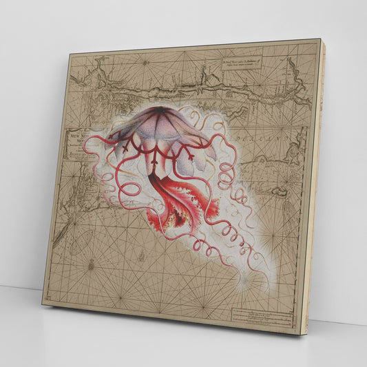 Vintage Nautical Canvas Print - Jellyfish