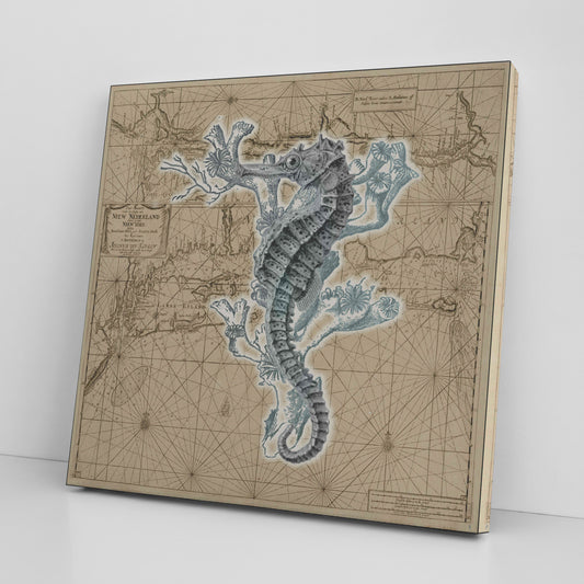 Vintage Nautical Canvas Print - Seahorse