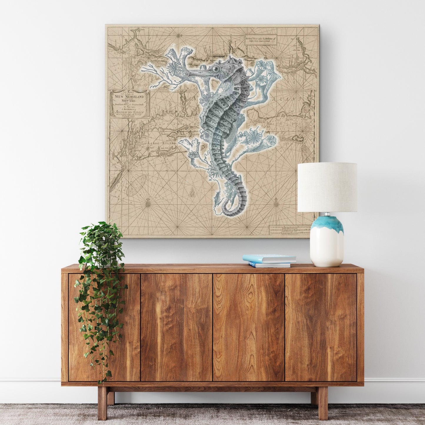 Vintage Nautical Canvas Print - Seahorse