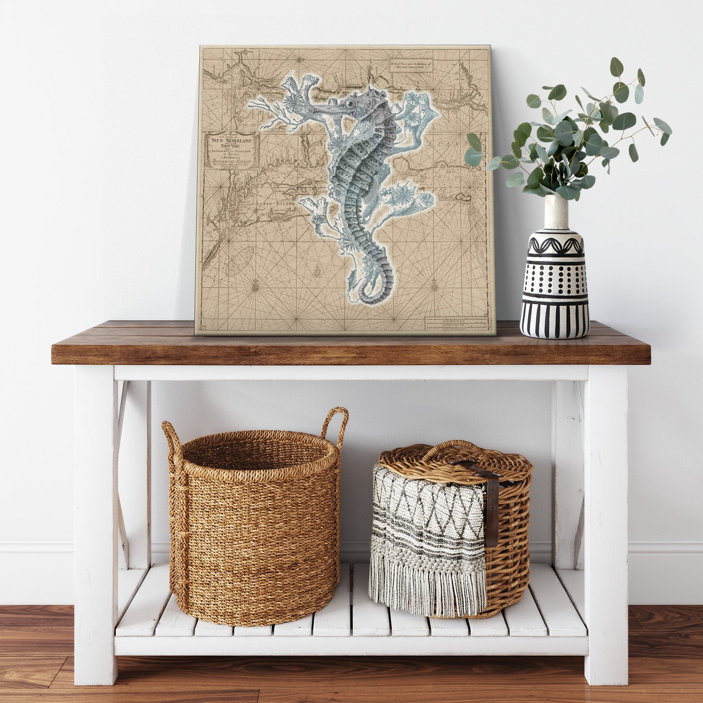 Vintage Nautical Canvas Print - Seahorse