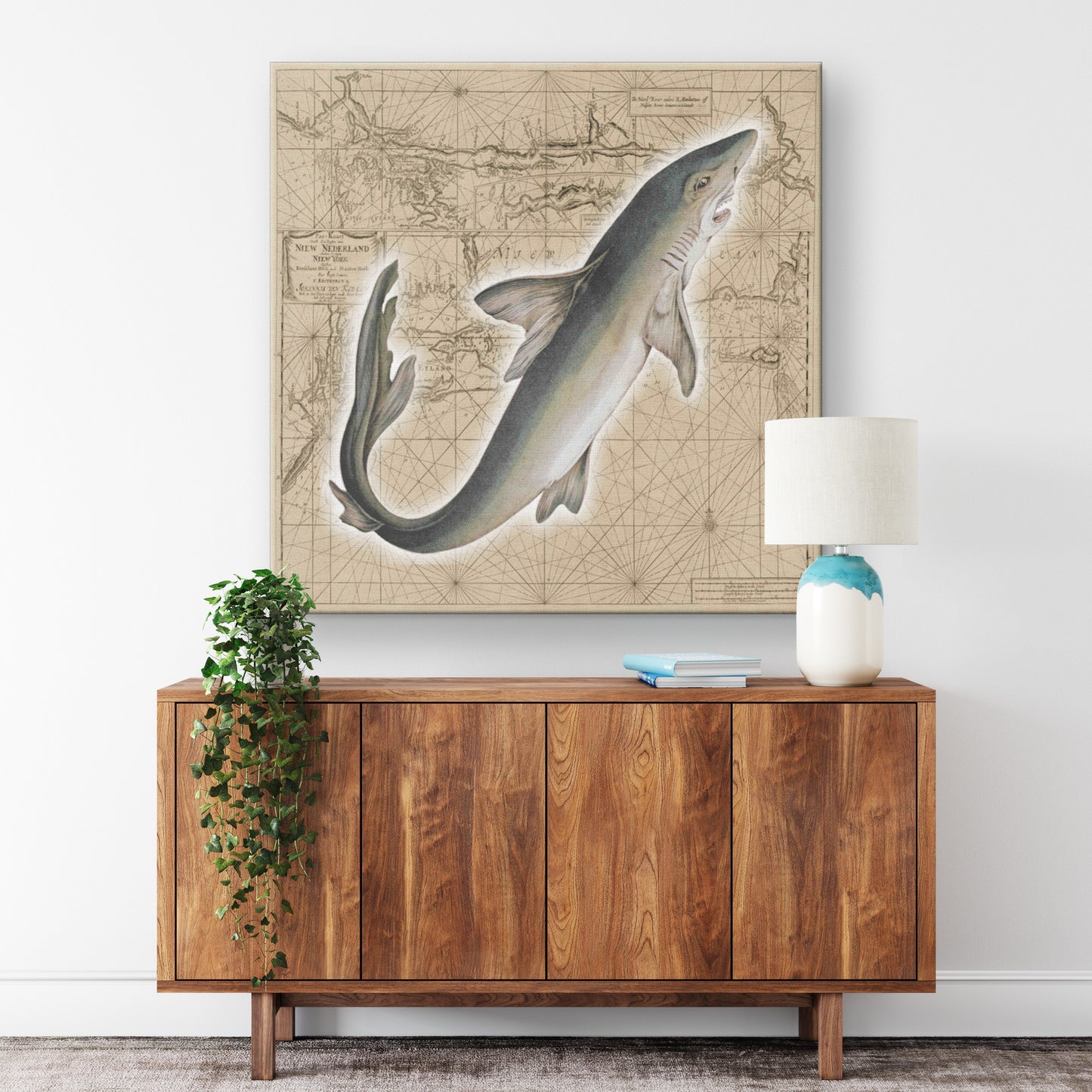 Vintage Nautical Canvas Print - Shark