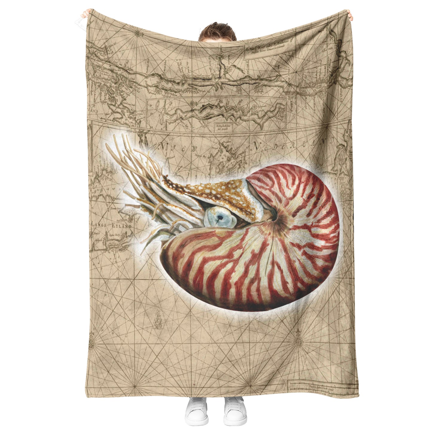 Vintage Nautical Fleece Blanket - Nautilis