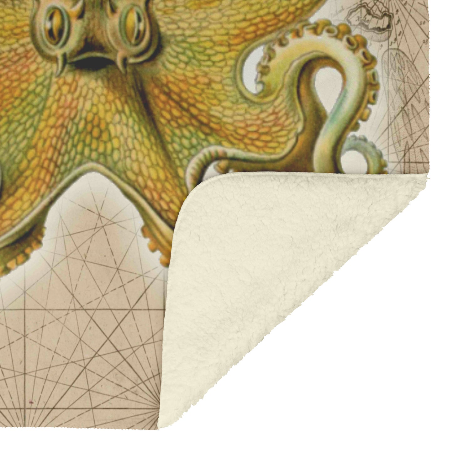 Vintage Nautical Fleece Blanket - Octopus