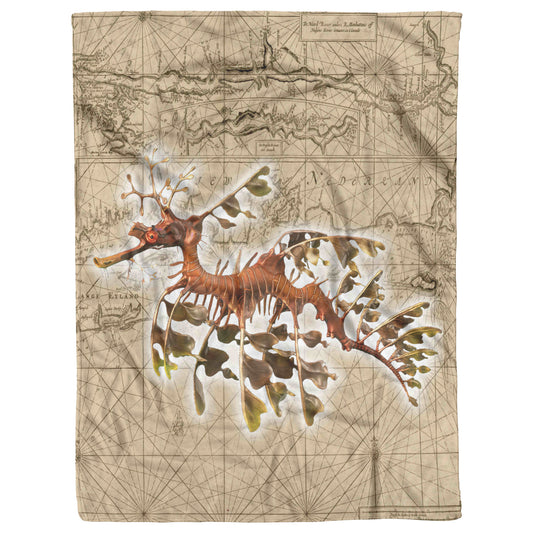 Vintage Nautical Fleece Blanket - Seadragon