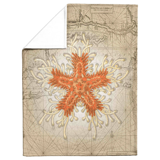 Vintage Nautical Fleece Blanket - Starfish