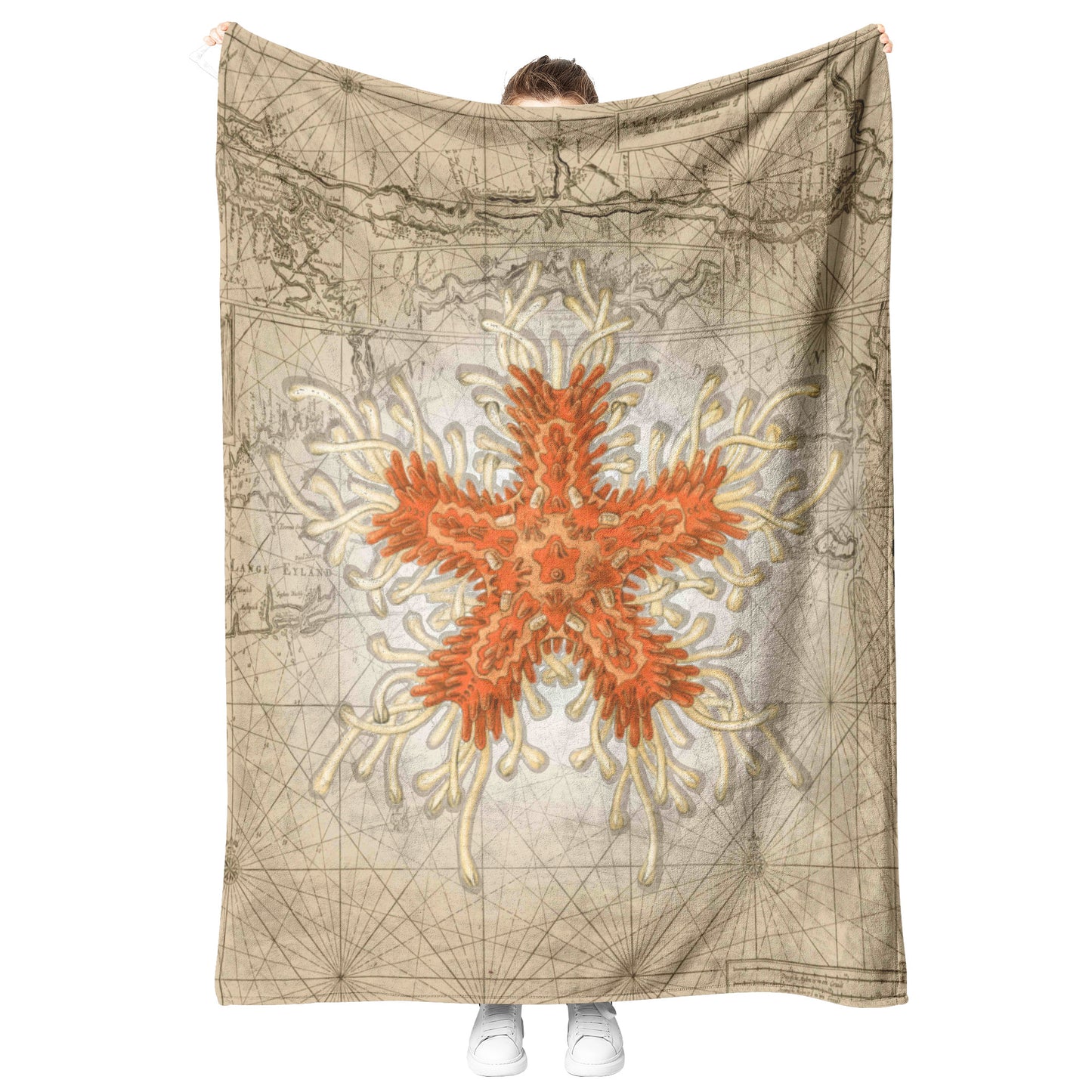 Vintage Nautical Fleece Blanket - Starfish