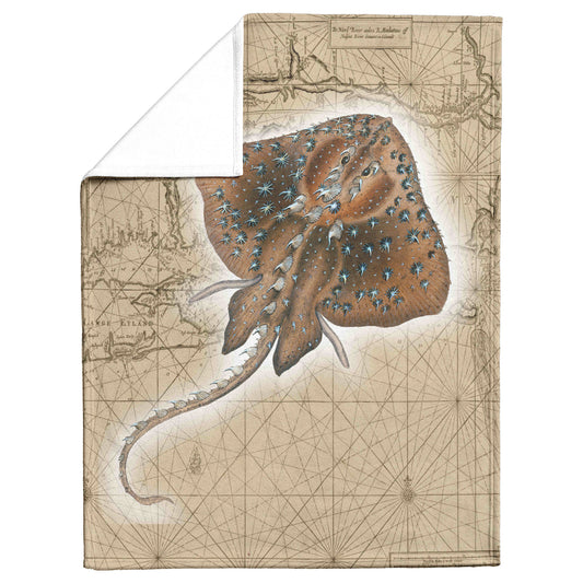 Vintage Nautical Fleece Blanket - Stingray