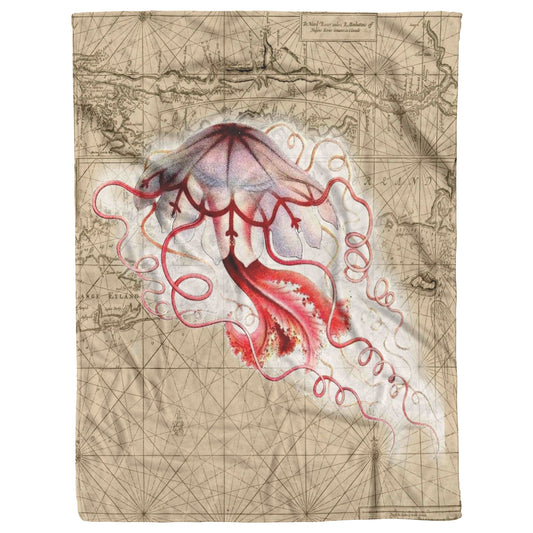 Vintage Nautical Fleece Blankets - Jellyfish