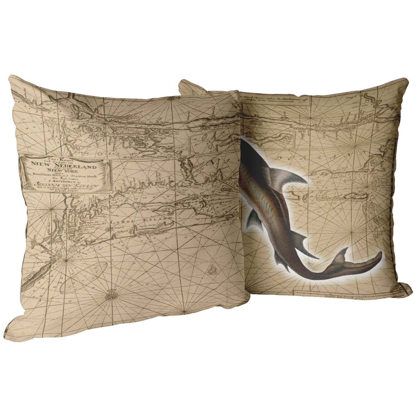 Vintage Nautical Throw Pillow - Hammerhead