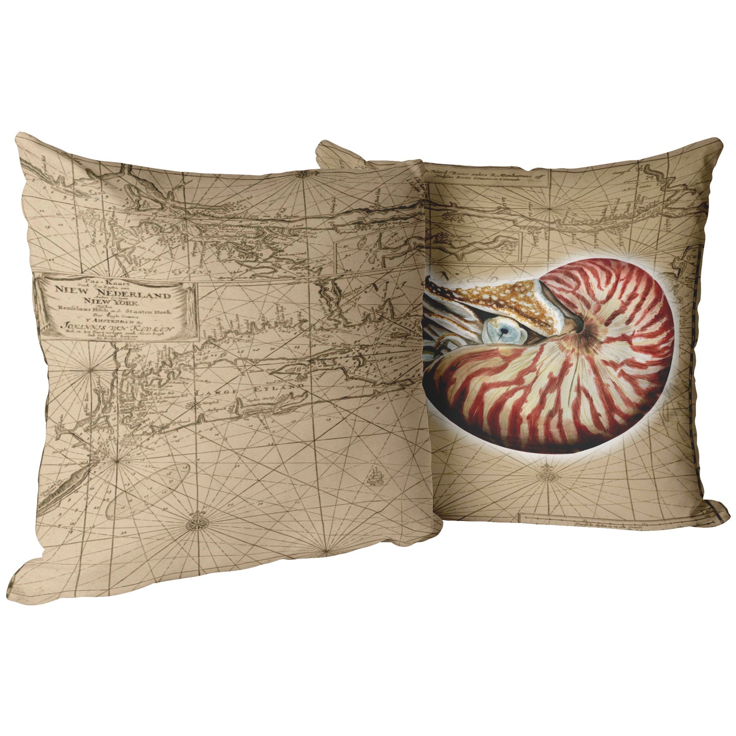 Vintage Nautical Throw Pillow - Nautilis