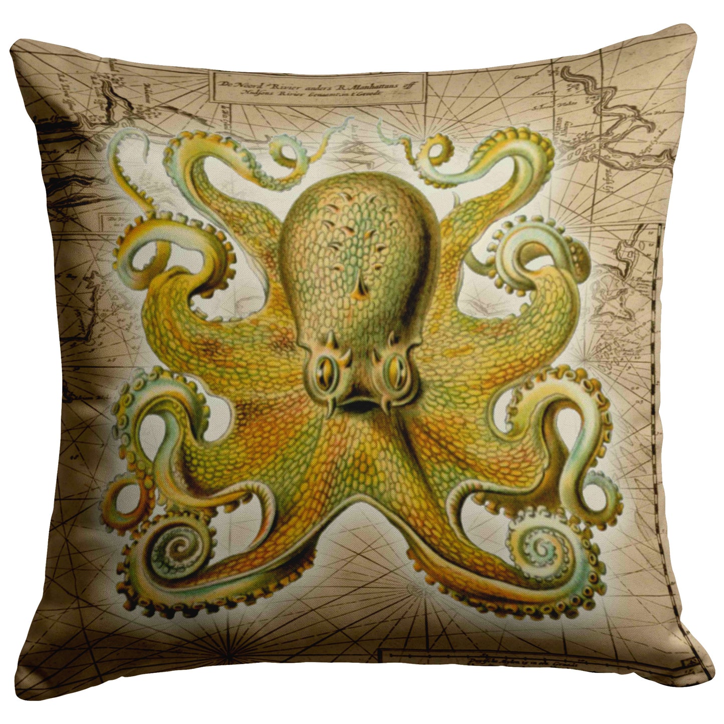 Vintage Nautical Throw Pillow - Octopus