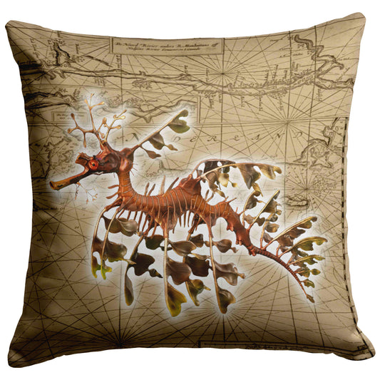 Vintage Nautical Throw Pillow - Seadragon