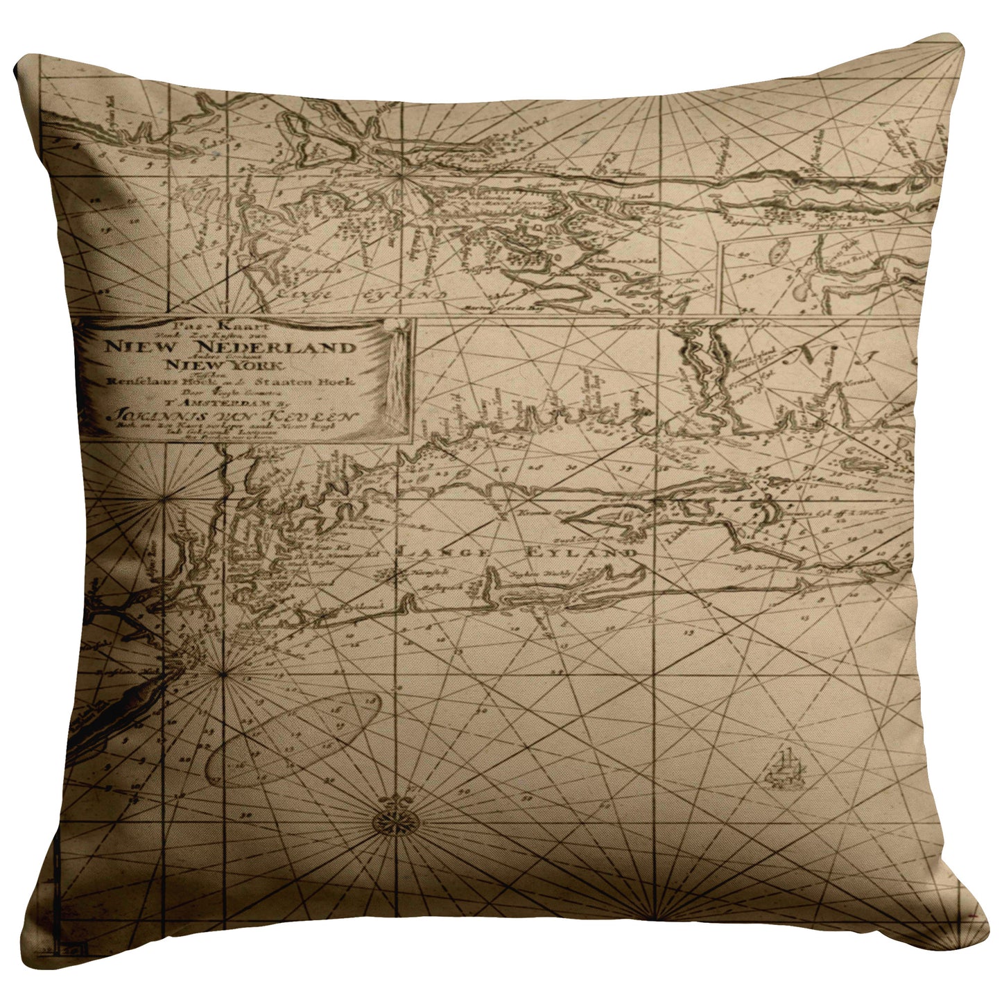 Vintage Nautical Throw Pillow - Seahorse