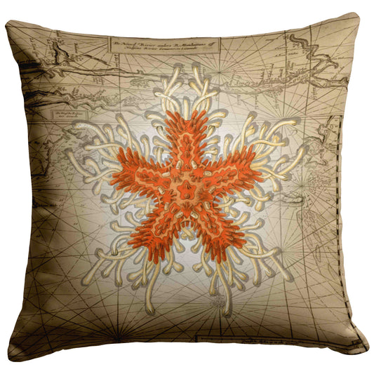Vintage Nautical Throw Pillow - Starfish