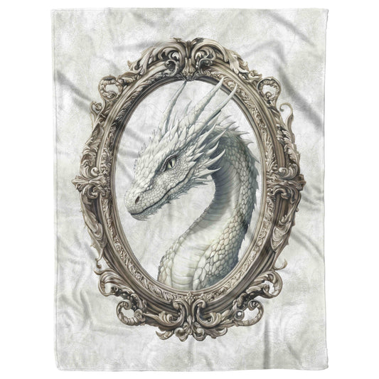 White Dragon Fleece Blanket