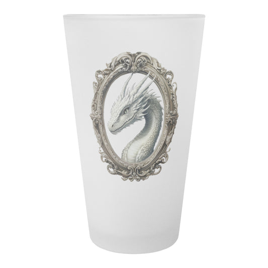 White Dragon Frosted Pint Glass
