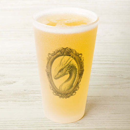White Dragon Frosted Pint Glass