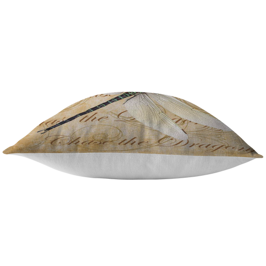 White Dragonfly Nature Digital Collage Throw Pillow