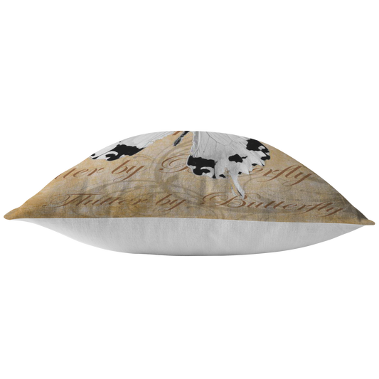 White Butterfly Nature Digital Collage Throw Pillow