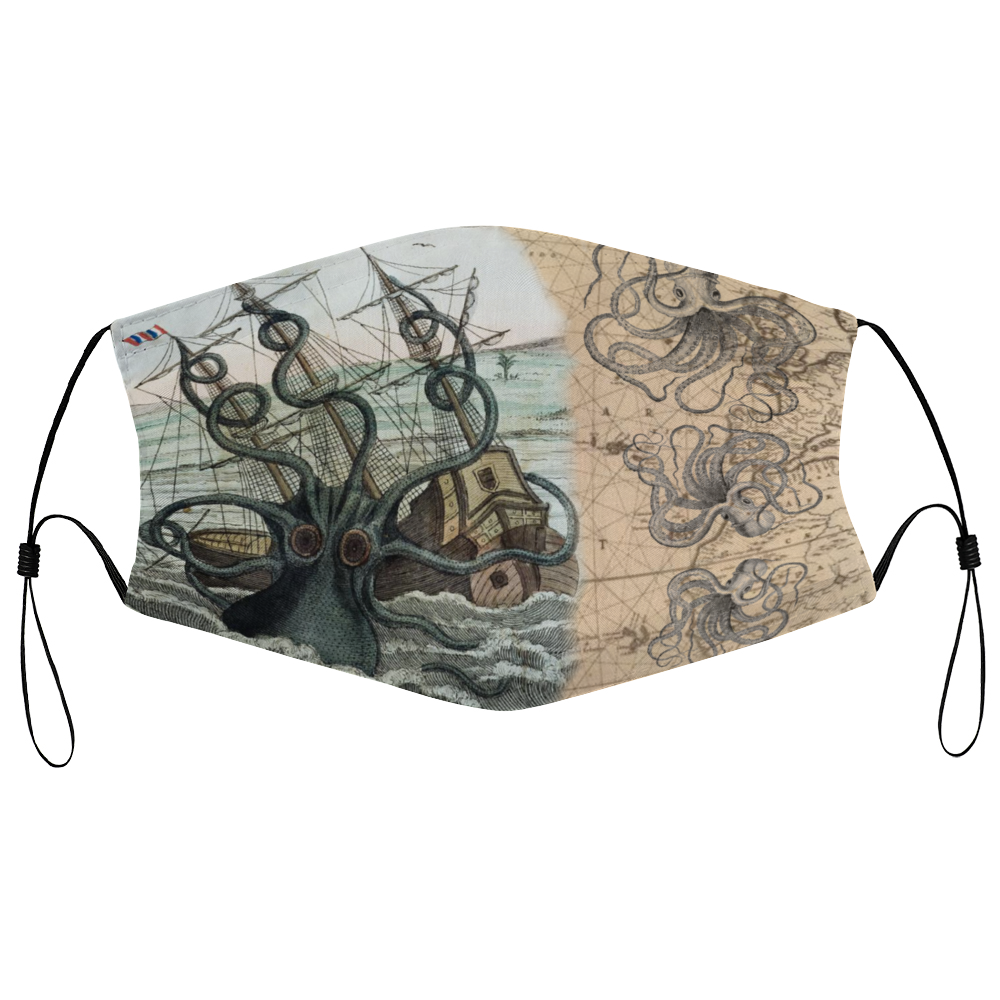 pirate ship, pirate art, nebula, pirate tall ship, pirates carribean, pirate star, galaxy, tall ship, compass rose, nautical, pirate captain, pirate wench, pirate scallywag, pirate face mask, pirate funny, face mask, filter pocket face mask, filter face mask, nose wire face mask,pirate, kraken, octopus, vintage