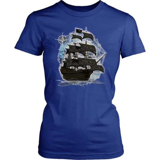 ghost ship, ghost tall ship, pirate ship, pirate art, nebula, pirate tall ship, pirates carribean, pirate star, galaxy, tall ship, compass rose, nautical, pirate captain, pirate wench, pirate scallywag, pirate shirt, pirate t-shirt