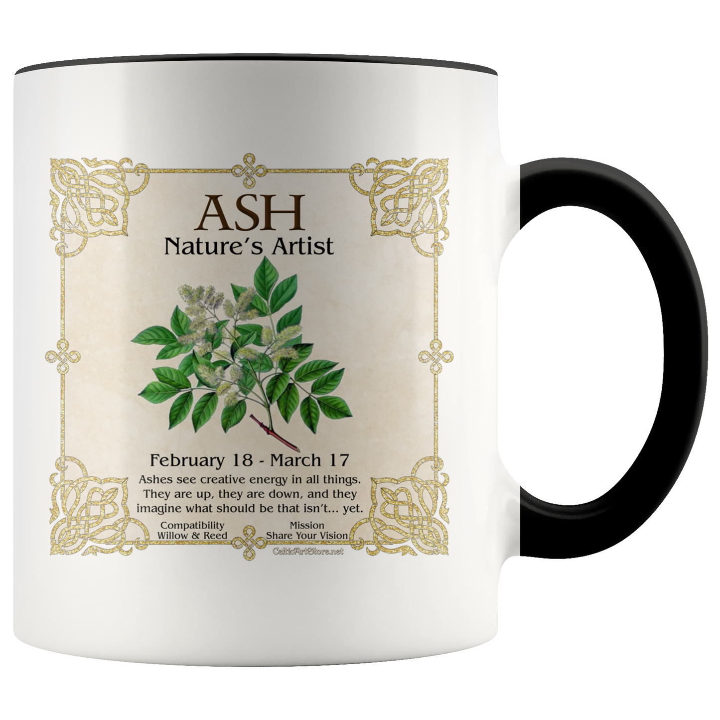 celtic tree zodiac, celtic zodiac, celtic zodiac rowan, celtic zodiac, ash, celtic zodiac alder, celtic zodiac willow, celtic zodiac hawthorn, celtic zodiac oak, celtic zodiac holly, celtic zodiac hazel, celtic zodiac vine, celtic zodiac ivy,  celtic zodiac reed, celtic zodiac elder,  celtic zodiac birch, celtic zodiac coffee mug, celtic zodiac accent mug, celtic knotwork mug,