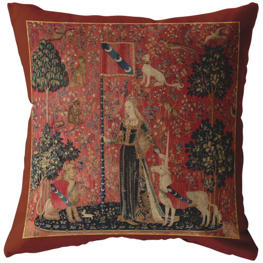 unicorn, tapestry, unicorn tapestry, unicorn tapestries, lady and unicorn, medieval tapestry, unicorn tapestries, medieval, middle ages, renaissance, Cluny Museum, lion, noble lady, maid, mille fleurs, thousand flowers, Flanders