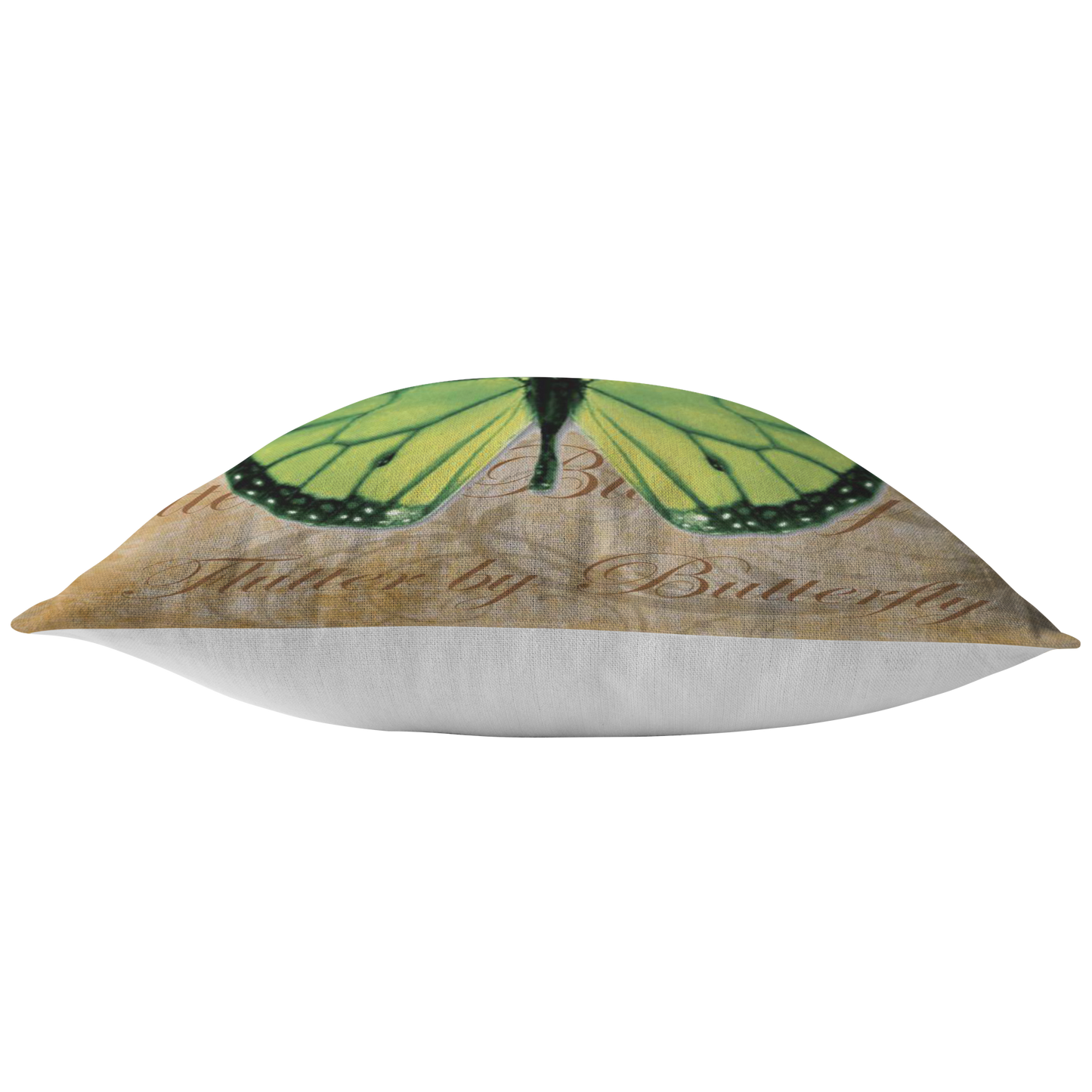 Green Butterfly Nature Digital Collage Throw Pillow