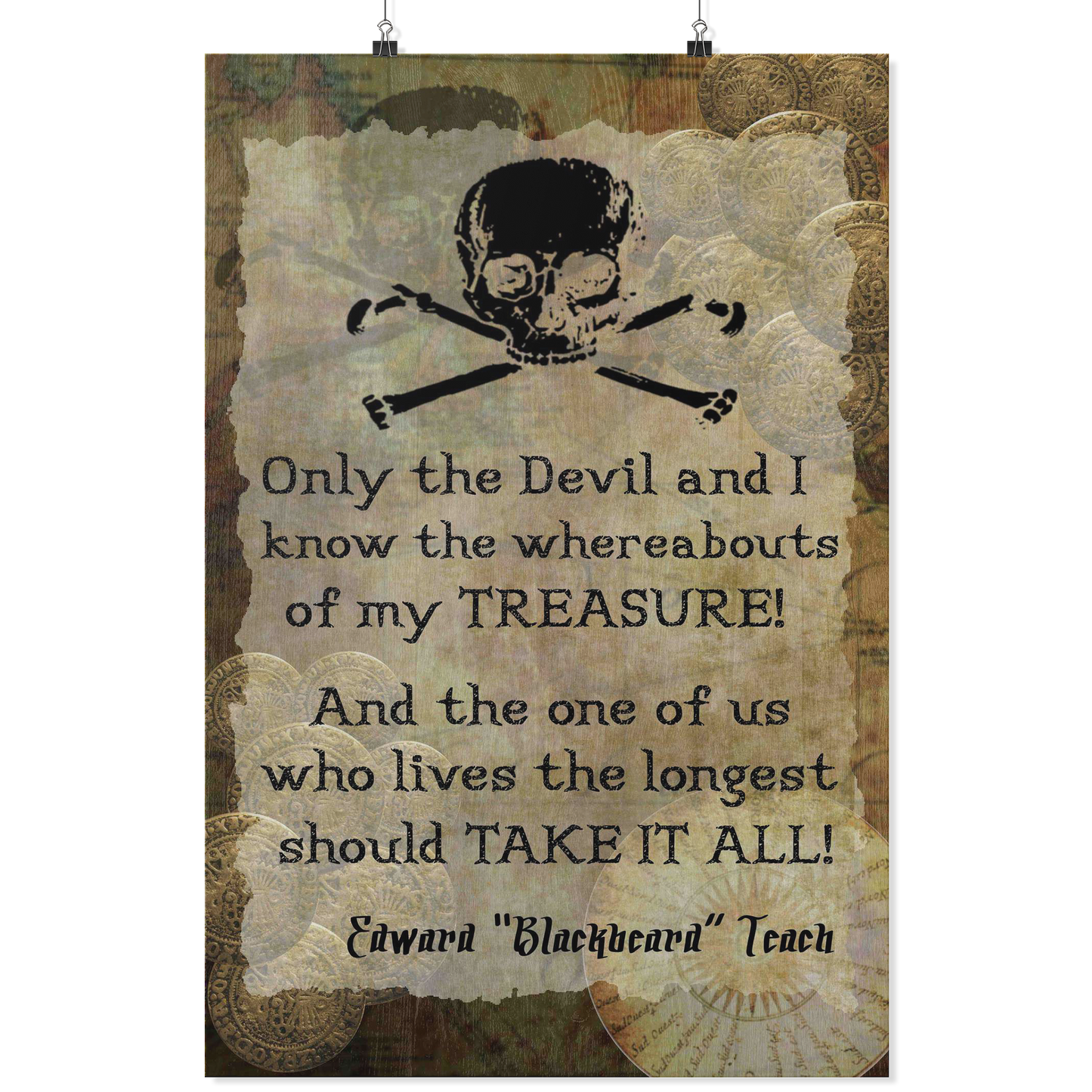 Blackbeard Treasure Quote - Art Print Poster